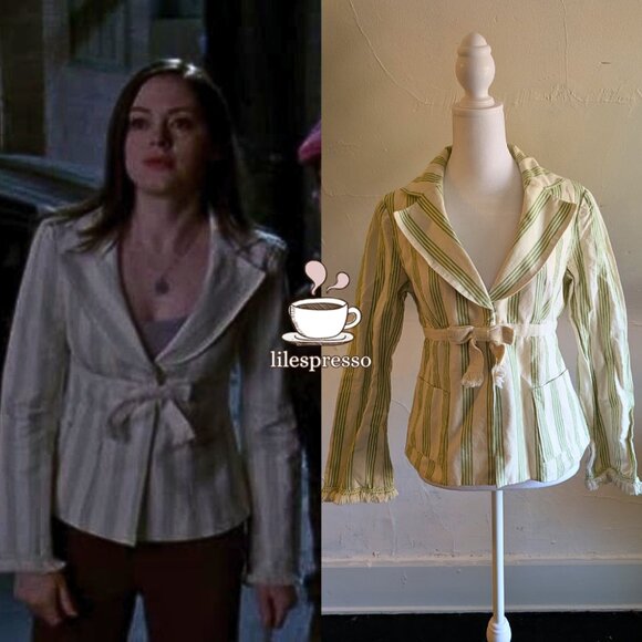 vintage nanette lepore green stripe bow blazer ASO paige matthews charmed (4) - Picture 1 of 9